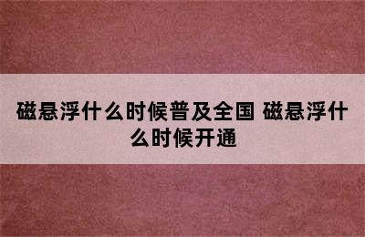 磁悬浮什么时候普及全国 磁悬浮什么时候开通